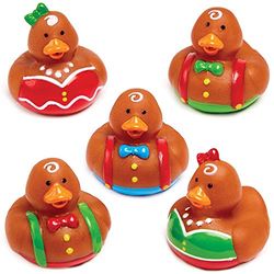 Baker Ross FX412 Mini Pato de Goma de Hombre de Jengibre - Paquete de 5, Manualidades para Niños