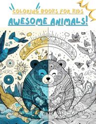 kids coloring book awesome animal: fun and easy drawn Bears, Horses, Dolphins, Dogs, Cats, and More!