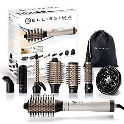 Imetec Bellissima Air Wonder Ionic Hot Air Brush with Ceramic and Keratin Coating - Dries - Adds Volume - 8 Accessories - 1000W