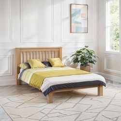 Julian Bowen Amsterdam Bed with Low Foot End, Light Oak, Double