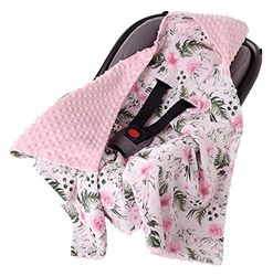 Inbaker Deken 100% katoen 85x85cm met capuchon knuffeldeken voor kinderwagen babyzitje universele dubbelzijdig babydeken buggy autostoel