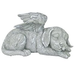 Design Toscano Cani Angeli Statua Tributo Lapide Statua Tributo, poliresina, finitura color pietra, 25,5 cm