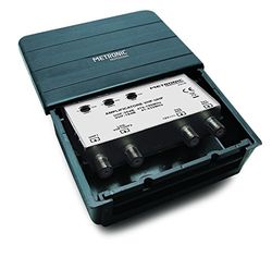 Metronic 414140 - Amplificador/acoplador exterior VHF/UHF para TDT, compatível com 5G, VHF 18 dB, UHF 30 dB, ganho ajustável, 2 entradas / 2 saídas tipo F