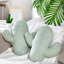 Namalu Throw Pillow 16 Inches Cactus Shape Pillow 3D Succulent Pillow Aesthetic Throw Pillows for Nursery Bedroom Sofa Room(2 Pcs)
