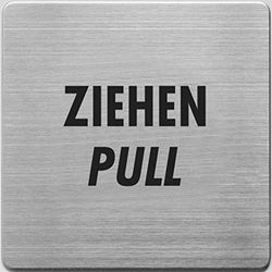 Alco-Albert 450-29 Ziehen - Pictograma de acero inoxidable cepillado (9 x 9 cm)