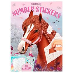 Depesche 12486 Miss Melody Number Sticker - Stickerboek met 16 pagina's voor het ontwerpen van paardenmotieven op nummer, inclusief 8 stickervellen