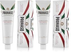 Proraso Shaving Cream Tube, 150ml, Sensitive Shaving Cream for Men Protects Skin, Formula with Oat and Green Tea Extracts, Made in Italy, White (Pack of 2)