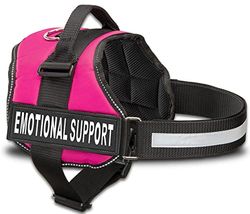 Harnais pour chien de soutien émotionnel avec sangles réfléchissantes, patchs interchangeables et poignée supérieure – Gilet ESA pour chien en 8 tailles – Harnais robuste pour chiens de travail (rose,