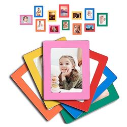 Raxwalker 12 Magnetic Photo Frames Refrigerator Magnets Holds 4x6 3.5x5 2.5x3.5 Inches Picture(Colorful)