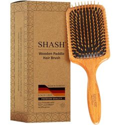 SHASH Depuis 1869 Fabriqué en Allemagne Brosse à Palette en Bois | Démêle, Coiffe et Revitalise les Cheveux en Douceur - Minimise les Frisottis et les Cassures