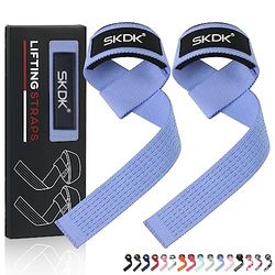 SKDK Katoenen harde-trekpolsbanden, handgrepen, band, Deadlift-bandjes met neopreen gewatteerde pols, gewatteerd en antislip siliconen - voor gewichtheffen, bodybuilding, Xfit, krachttraining