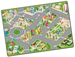 STARLUX – Tapis de Jeu Petites Voitures pour Enfant – Antidérapant – Circuit de Ville – 120 x 80 cm – 801129