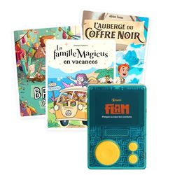 Lunii - Un pacchetto con FLAM Il lettore interattivo per bambini dai 7 ai 12 anni e il suo audiolibro da scegliere + 3 audiolibri interattivi aggiuntivi per 12 ore di avventure audio.