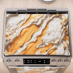 PETTI Artigiani Italiani - Cubre fogones de cocina moderno con efecto mármol amarillo, para cubrir fuegos, 40 x 70 cm, 100% fabricado en Italia