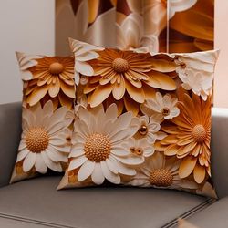 PETTI Artigiani Italiani - Par de Fundas de Almohada de 80 x 80 cm de Microfibra, Cojines para decoración de Dormitorio, sofá, salón, Juego de 2 Fundas de cojín, Funda de Almohada Floral 05 2, 100%