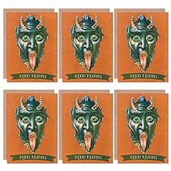 Wee Blue Coo Christmas Cards x6 Krampus Anti Santa Devil Orange Merry Krampus