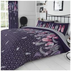 Gaveno Cavailia Easy Care Supermjuk fjädrar påslakan, poly-bomull lyxig filt set med matchande örngott, lila, enkelstorlek, 50% polyester & 50
