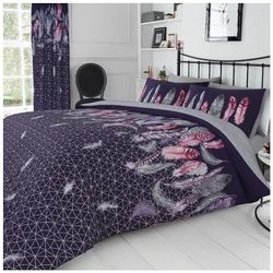 Gaveno Cavailia Gemakkelijk te onderhouden Super zachte veren dekbedovertrek, Poly-katoen luxe quiltset met bijpassende kussenslopen, paars, dubbel formaat beddengoed, 50% polyester & 50