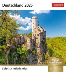 Calendario de anhelos de Alemania 2025 – Calendario semanal con 53 tarjetas postales: calendario de viaje con 53 tarjetas postales de alta calidad de los lugares más hermosos... 16 x 17,5 cm