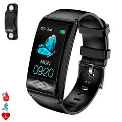 DAM P10 smartwatch met spannings- en O2-monitor in het bloed, inclusief borstband, 24 uur VFC en ECG, 22,5 x 1,2 x 2 cm, kleur: zwart, Normaal