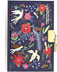 Avenue Mandarine CO205C - Diario segreto 240 pagine rigate 11x14 cm con lucchetto, Uccelli e fiori