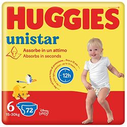 Huggies Unistar Couches Taille 6 (15-30 Kg) Lot de 72 couches
