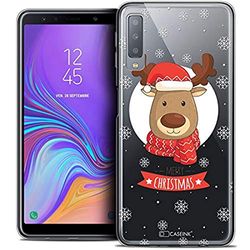 Caseink Fodral för Samsung Galaxy A7 (2018) A750 (6) fodral [kristallgel HD mönster jul 2017 kollektion halsduk hjort design - mjuk - ultratunn - tryckt i Frankrike]