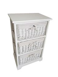 Pratesi Commode en Osier DE 3 TIROIRS Blanc CM.42X28X70H.