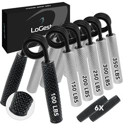 Logest Metalen handgreepset, 100 lb-200 lbs, 3 stuks antislip heavy-duty gripversterker met geschenkdoos, geweldige pols en onderarm handtrainer, thuissportschool, handgrijper, krachttrainer