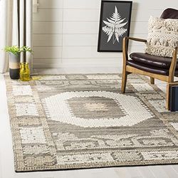 Rechthoekig tapijt, Marokkaans geïnspireerd, handgeknoopt, collectie Kenya, KNY313, in ivoor/bruin, 244 x 305 cm voor woonkamer, slaapkamer of elke andere ruimte van SAFAVIEH.