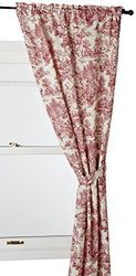 Ellis Curtain Victoria Park Toile 68-Inch-by-72 Inch Tailored Panel Pair with Tiebacks, Red