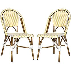 Safavieh Viktoria Bistro EUP5210D-SET2 - Silla Auxiliar (2 Unidades, 54 x 45 x 87,88 cm), Color Amarillo y Blanco