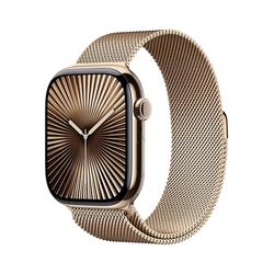 Apple Watch Series 10 GPS + Cellular 46 mm Smartwatch con cassa in titanio color Oro e cinturino Sport Loop Oro - M/L. Fitness tracker, app ECG, display Retina always-on, Carbon Neutral