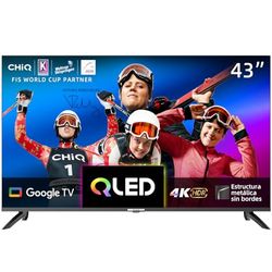 CHiQ - Smart TV 4K QLED de 43 Pulgadas, UHD HDR, Control Remoto por Voz, Chromecast Integrado, Dolby Audio, DBX-TV, Bluetooth 5.0, Wi-Fi, Modelo U43QM8E, 2024