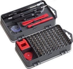 Meister 3387780 Conjunto de ferramentas de reparação para smartphones, tablets, computadores, consolas, câmaras, relógios, óculos, modelismo e outros, 108 peças