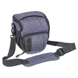 PEDEA SLR"Fashion borsa per fotocamera Sony Alpha 7R, Alpha 7S, SLT-A57, SLT-A77 V/Panasonic Lumix DMC-FZ72/Olympus E-M5 OM-D (taglia M) grigio con pellicola protettiva per display