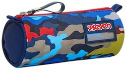 Zeven pennenhouder, camouflagevlekken, blauwe, elementaire, middelbare en middelbare schooltas