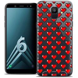 Caseink Fodral för Samsung Galaxy A6 2018 (5.45) fodral [kristallgel HD mönster kollektion kärlek alla hjärtans dag design Pixel Art - mjuk - ultratunn - tryckt i Frankrike]