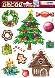 HERMA 15114 Window Stickers Christmas Tree Gingerbread Pack of 12 Self-Adhesive Children's Window Stickers Removable Winter Window Sticker Window Film Children's Room Decoration Christmas Decoration