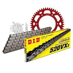 Kettingset DID Alu 520VX3 / 110 Eindeloos rood voor Honda XR R 650 cc Bj. 2000-2007