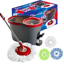 Simpli-Magic Secchio, Spin, Mops, Plastica Alluminio, Rosso/Nero, Kit
