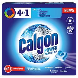 Calgon Pastillas 4 en 1 - Antical para la lavadora, Anticorrosión, Elimina Olores y Suciedad, en formato pastillas, 15 unidades