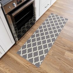 Ottomanson Ottohome Collection Color - Tapete de design contemporâneo de Morrocon Trellis, antiderrapante, parte traseira de borracha, nylon, cinzento, 50 cm x 150 cm