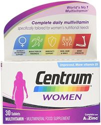 Centrum Women Tablets Multivitamin & Mineral Supplements, with 23 essential nutrients including vitamin D, C, and Iron, 30 ct