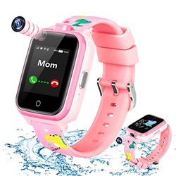 OKYUK 2022 Orologio Intelligente per bambini 4G per Ragazzi e Ragazze, Impermeabile e Sicuro, GPS Tracker Chiamando SOS Camera WiFi, per Bambini Studenti 4-10 Anni di Compleanno (rosa T13)