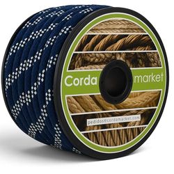 Cordamarket Cord Skota nylon 10 mm platinium linje blå/vit 25 m