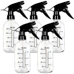 Youngever 5 Pack 250ML Empty Clear Glass Spray Bottles with Measurements, Spray Bottles for Hair and Cleaning Solutions (8 Ounce)