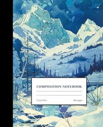 Composition Notebook: Winter Mountains | 7.5 x 9.25in | 110 pages: Lined Notebook | College Ruled | School, College, University, Work, Personal Journal