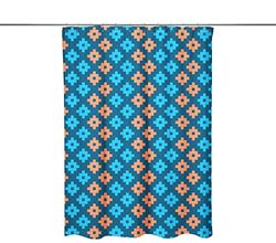 Bonamaison Digitally Printed Shower Curtain, Polyester, Blue, 140 x 200 Cm