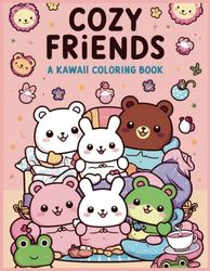 Friends : A Kawaii Coloring Book Featuring Super Cute Animal Characters with Easy and Simple Designs For Children 4 - 12